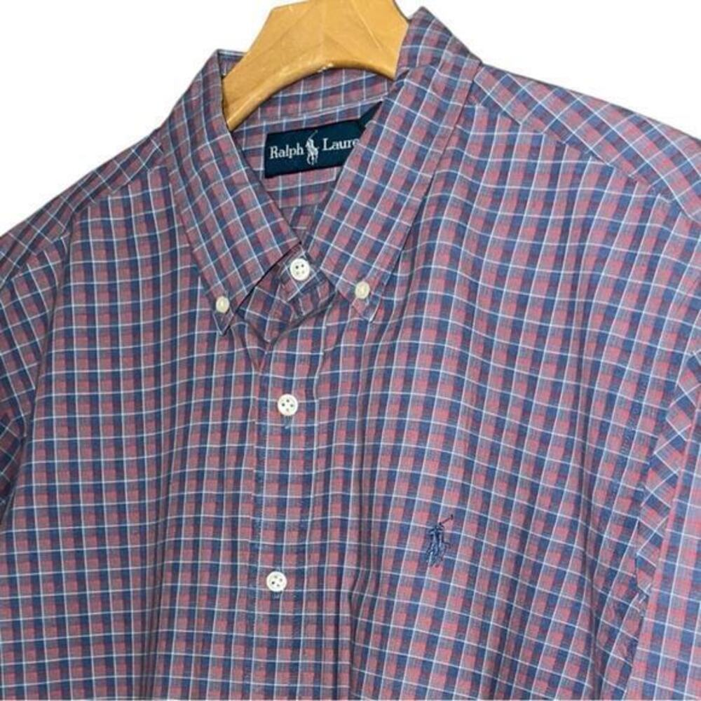 Ralph Lauren Men's Size XL Blue Red Gray Plaid Button Down Long Sleeve Shirt